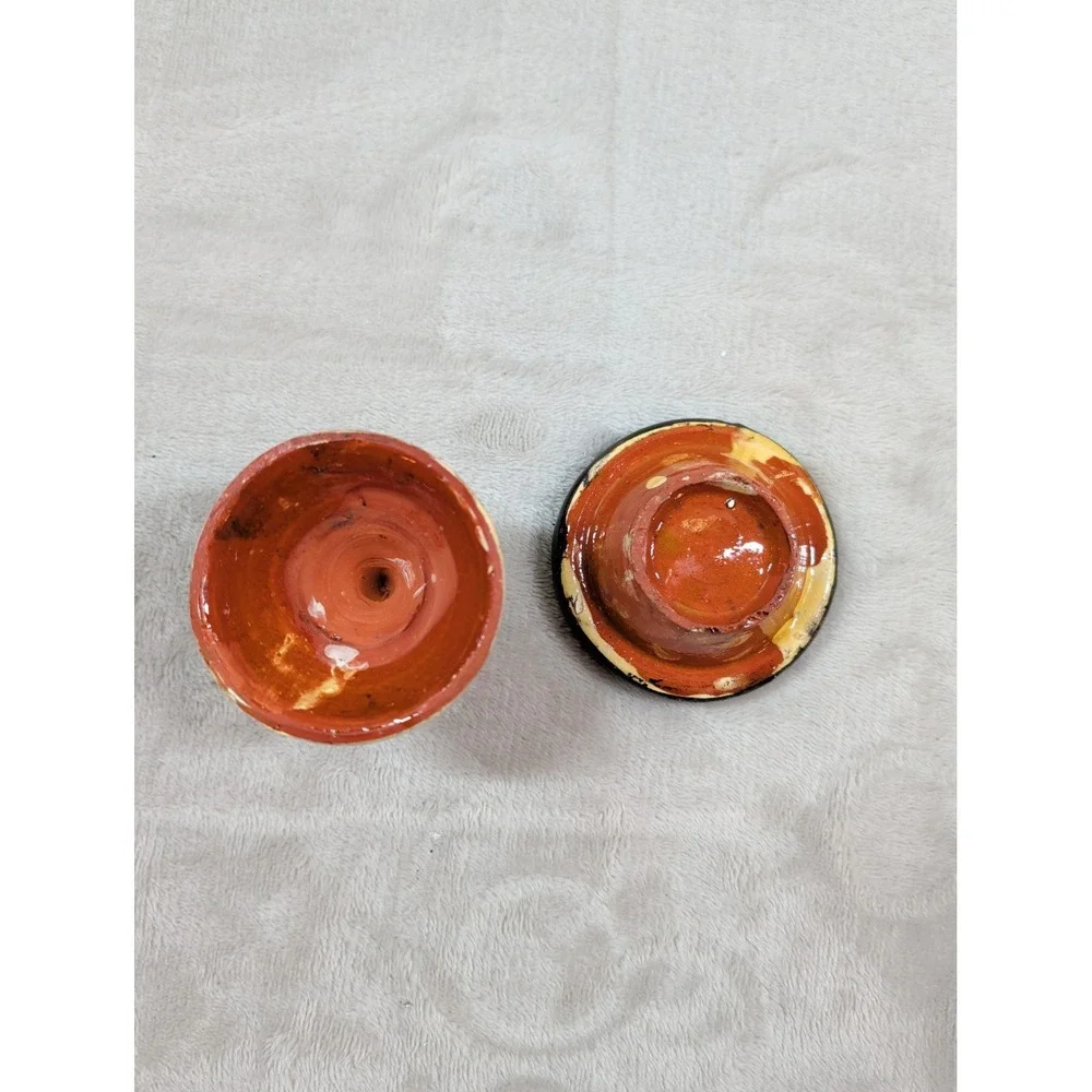 Mini Moroccan Hand Painted Ceramic Tagine Pot Salt Cellar Spice Dish‎ Yellow Red